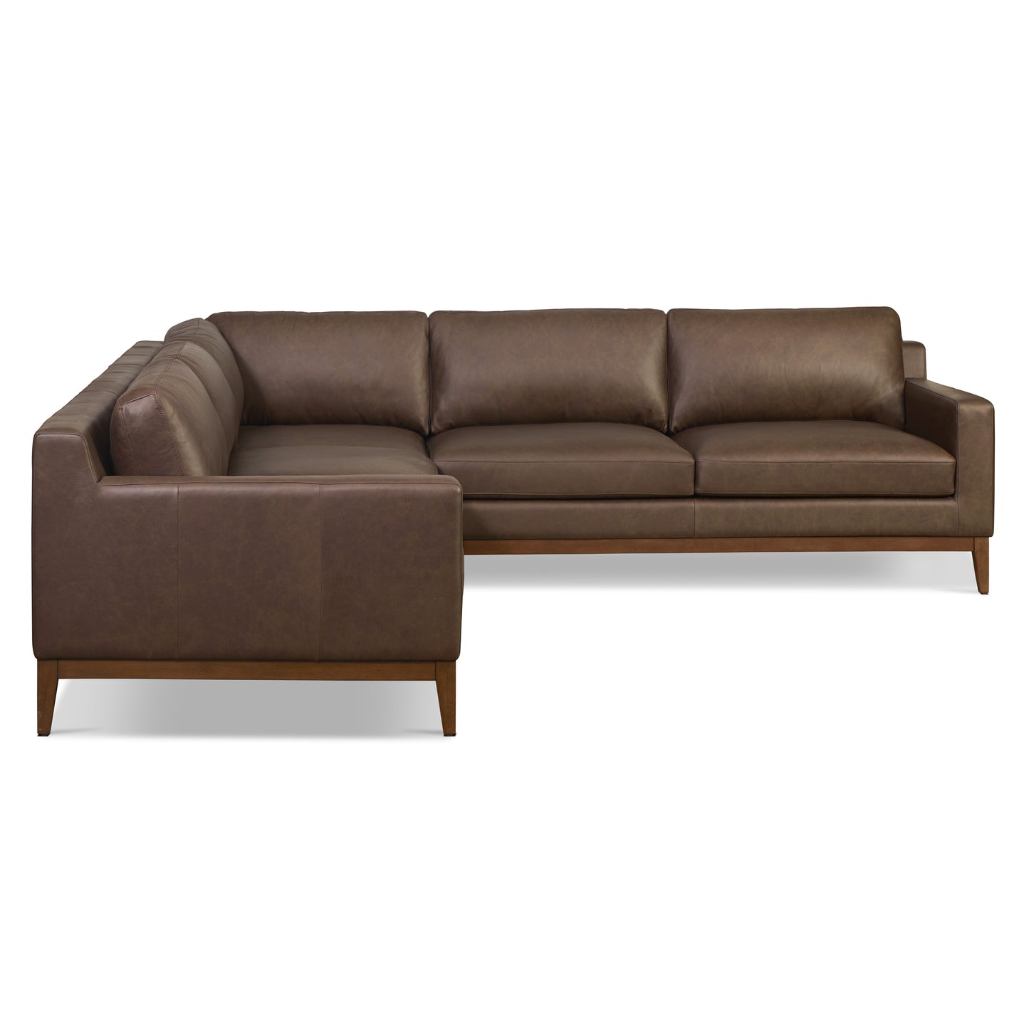Zyon 116" Leather L-Shaped Corner Sectional Sofa | Bridle Brown