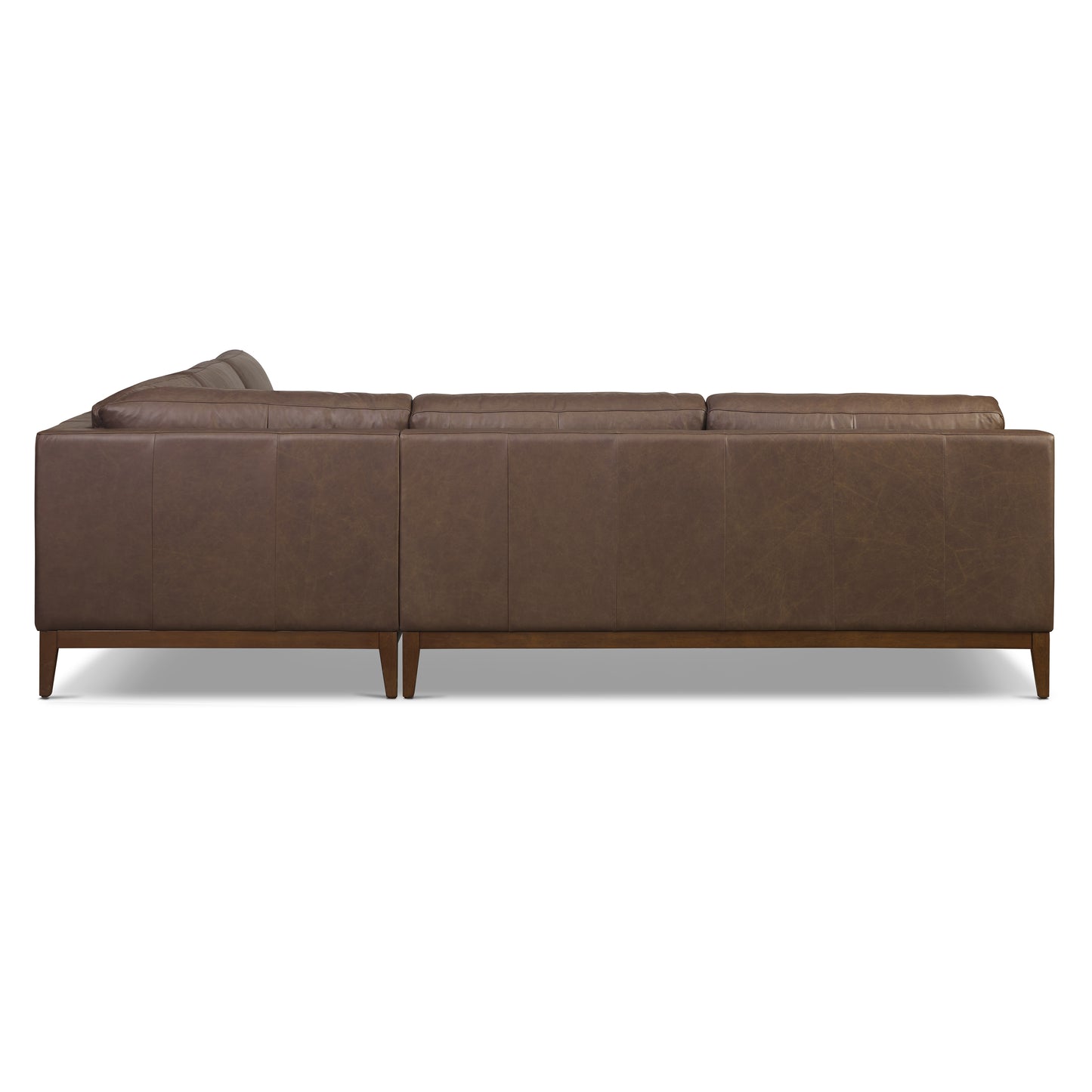 Zyon 116" Leather L-Shaped Corner Sectional Sofa | Bridle Brown