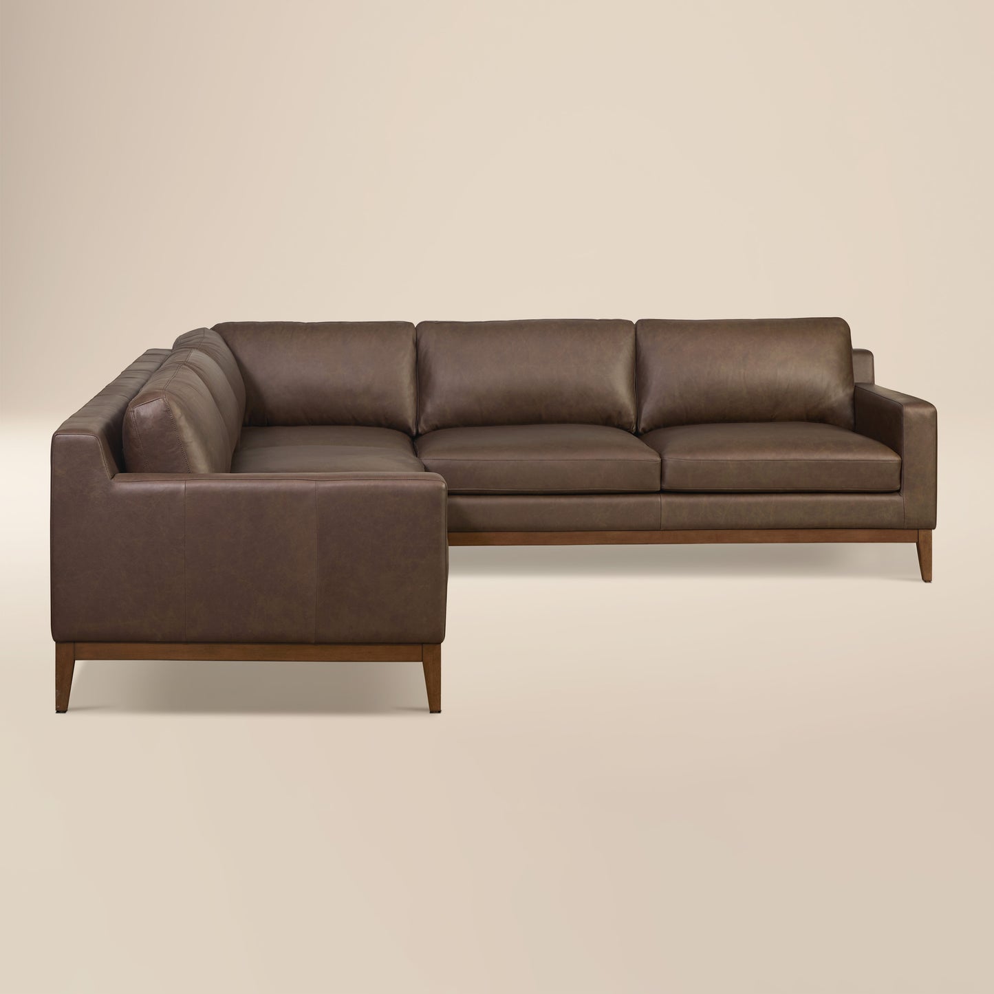 Zyon 116" Leather L-Shaped Corner Sectional Sofa | Bridle Brown