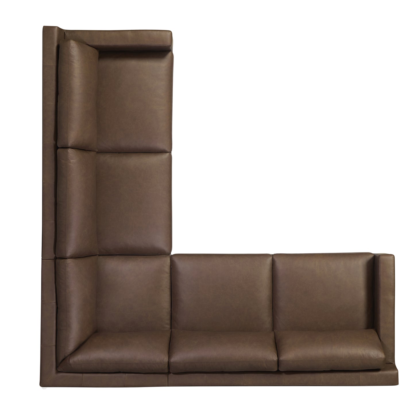 Zyon 116" Leather L-Shaped Corner Sectional Sofa | Bridle Brown