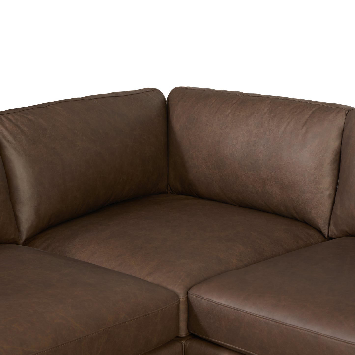 Zyon 116" Leather L-Shaped Corner Sectional Sofa | Bridle Brown