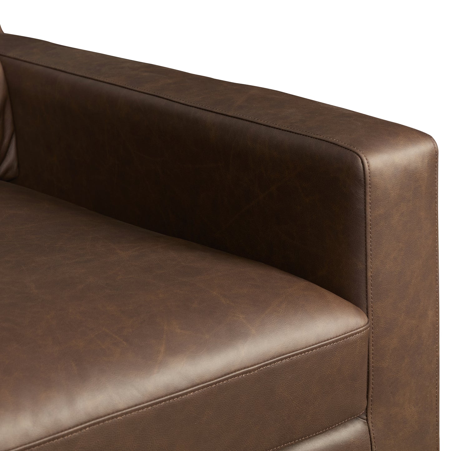 Zyon 116" Leather L-Shaped Corner Sectional Sofa | Bridle Brown