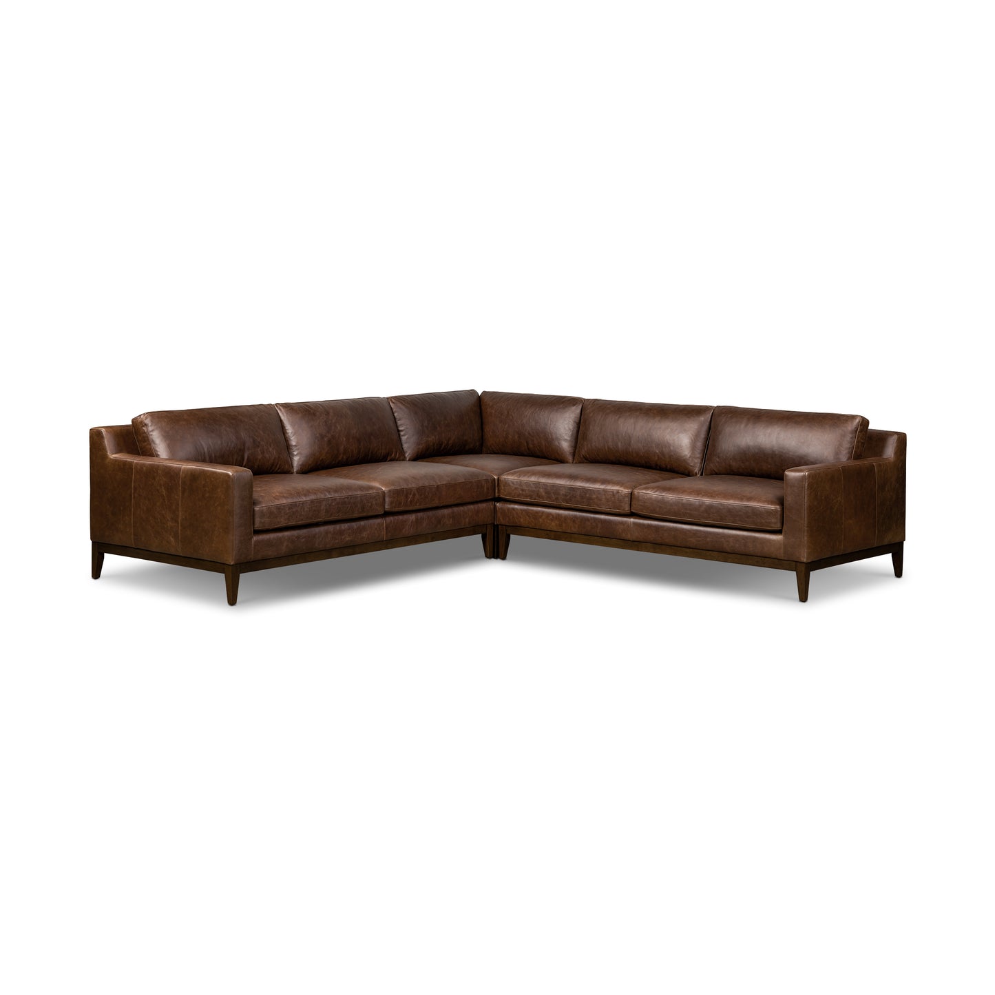 Zyon 116" Leather L-Shaped Corner Sectional | Chocolate Brown