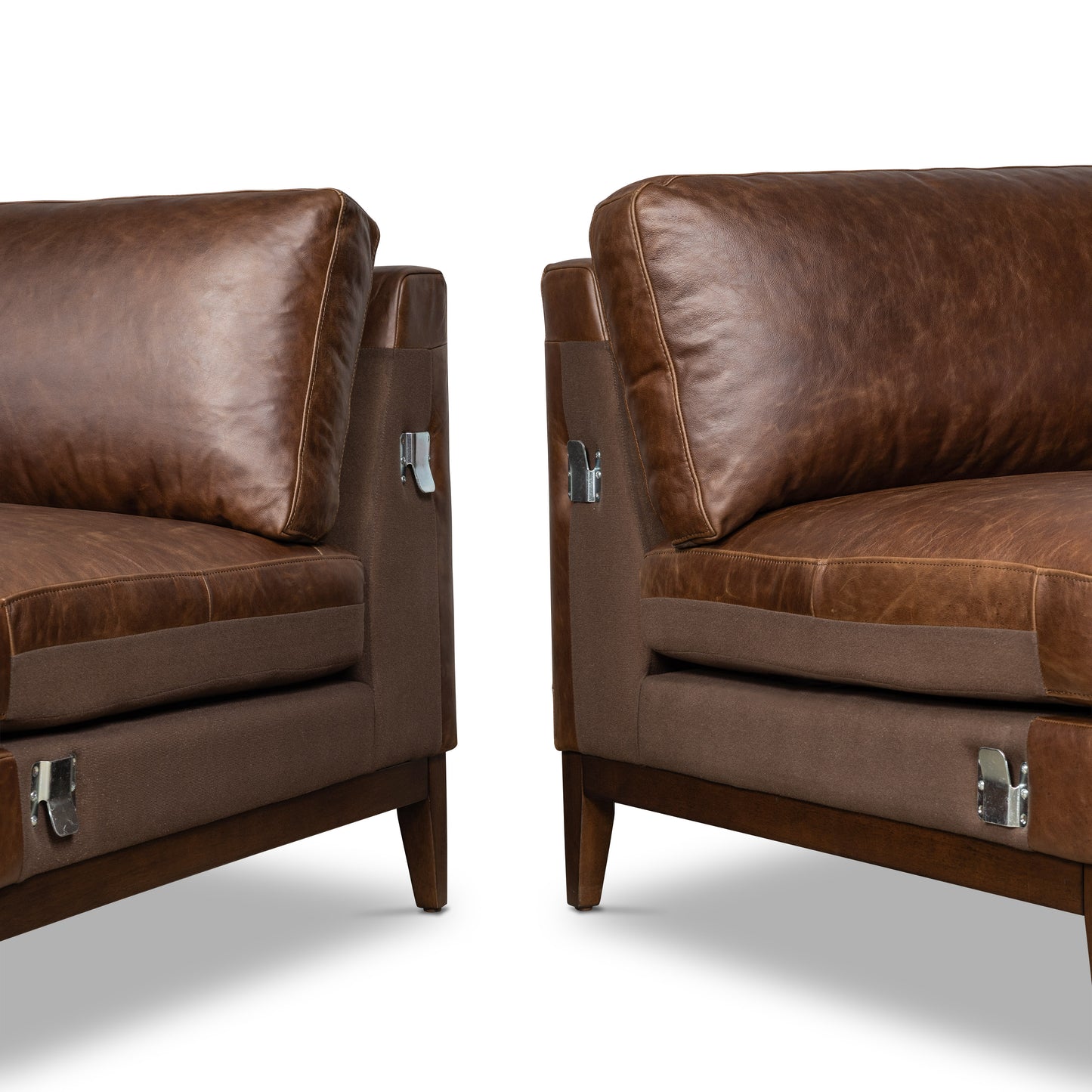 Zyon 116" Leather L-Shaped Corner Sectional | Chocolate Brown