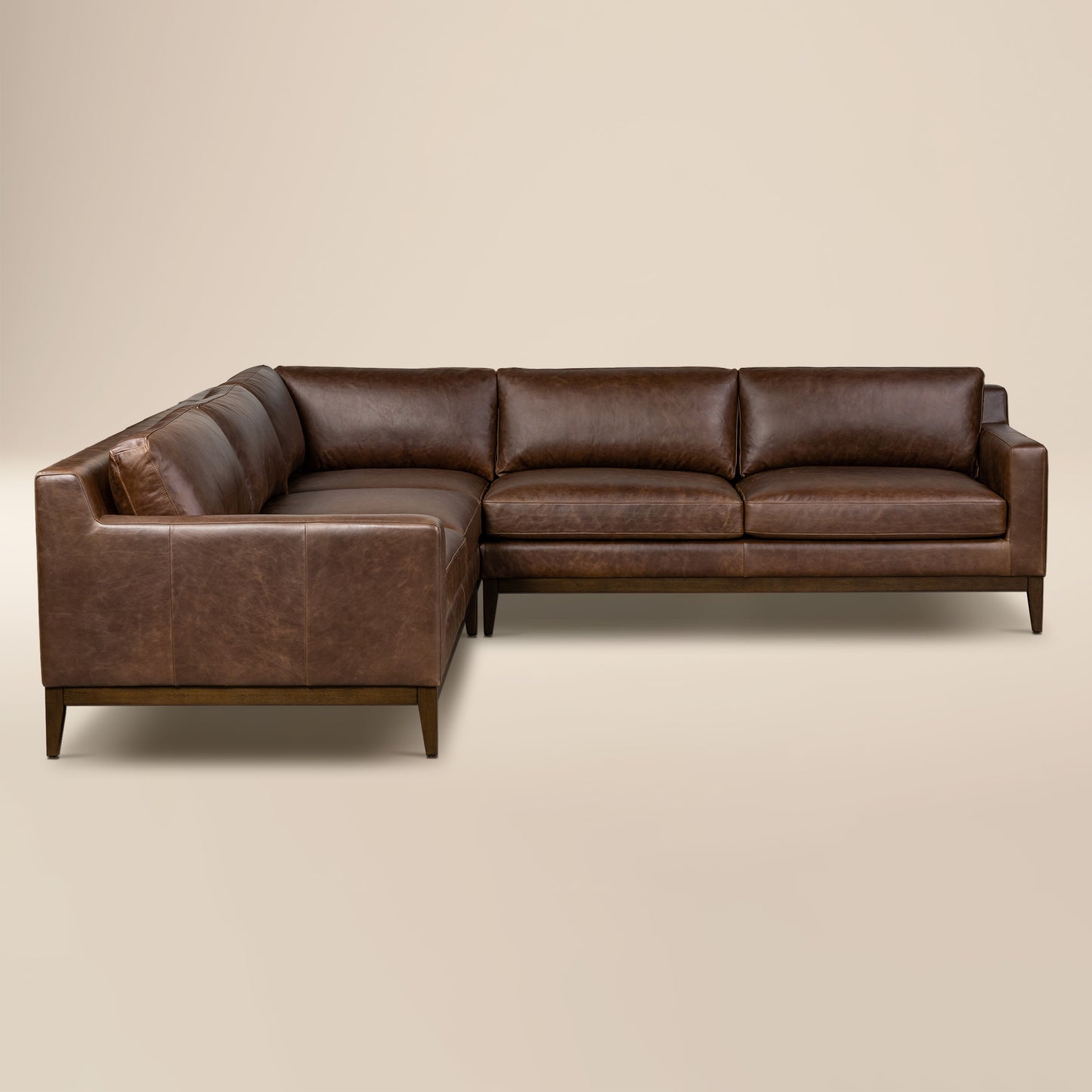 Zyon 116" Leather L-Shaped Corner Sectional | Chocolate Brown