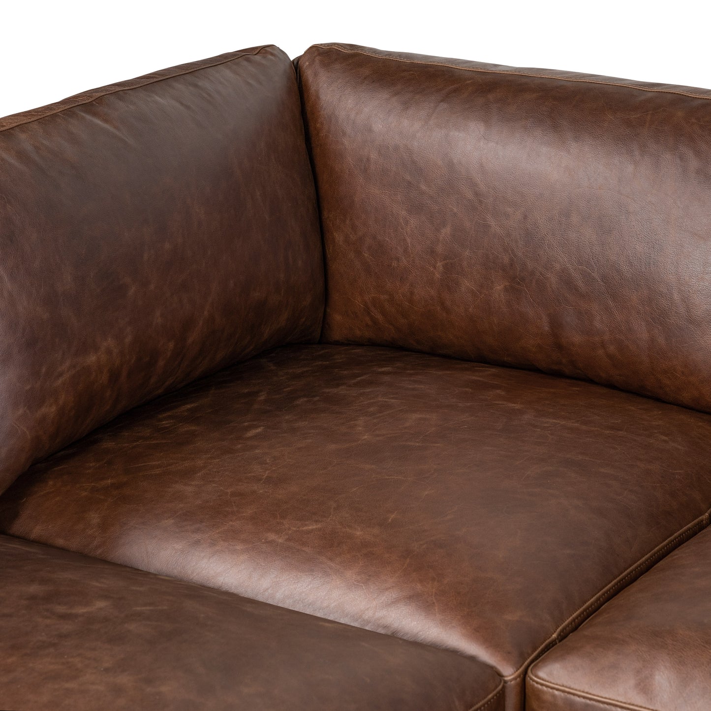 Zyon 116" Leather L-Shaped Corner Sectional | Chocolate Brown