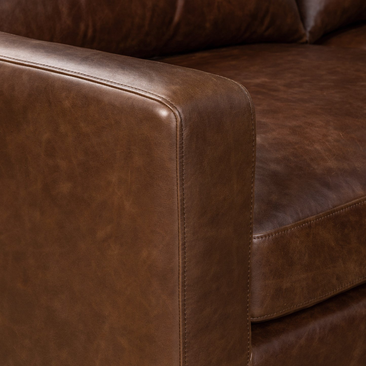 Zyon 116" Leather L-Shaped Corner Sectional | Chocolate Brown