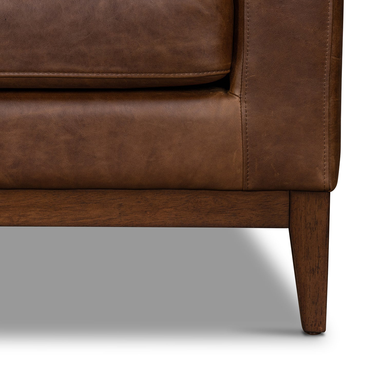 Zyon 116" Leather L-Shaped Corner Sectional | Chocolate Brown