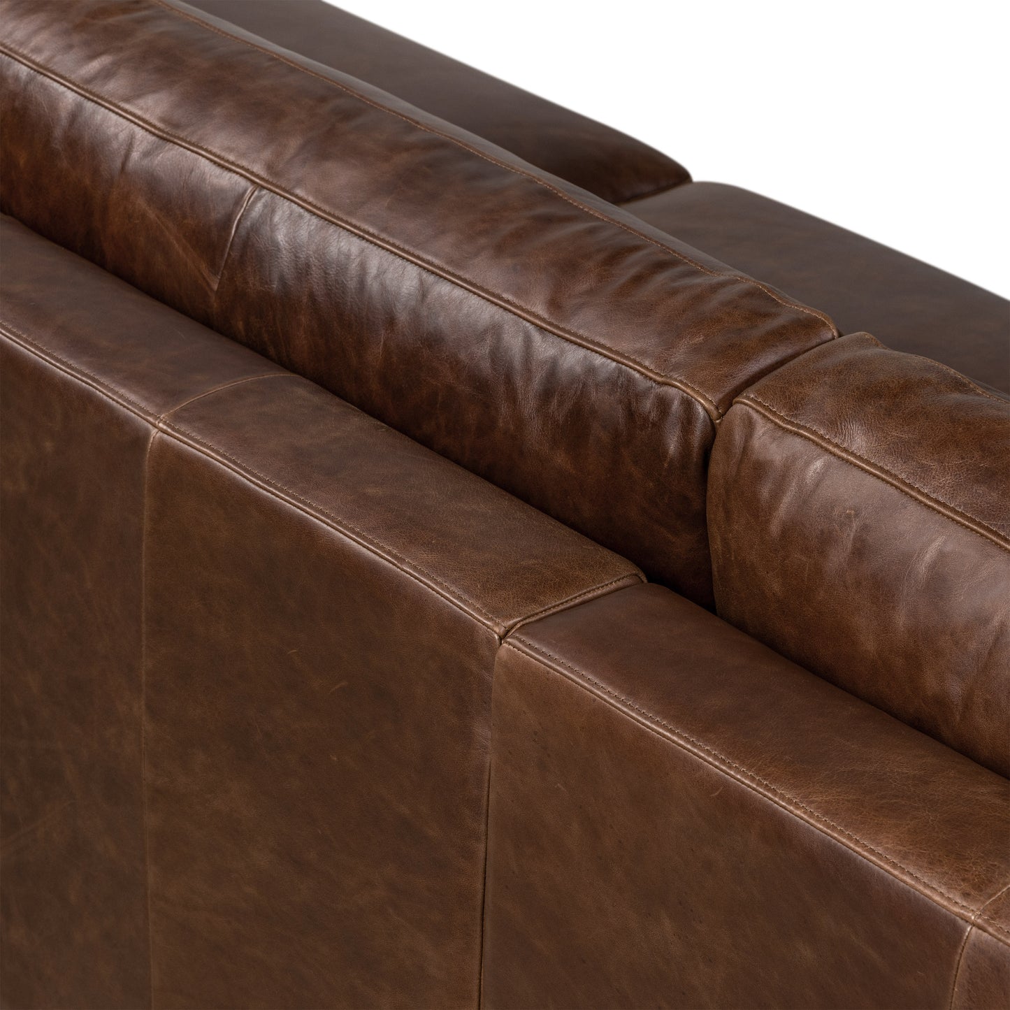 Zyon 116" Leather L-Shaped Corner Sectional | Chocolate Brown