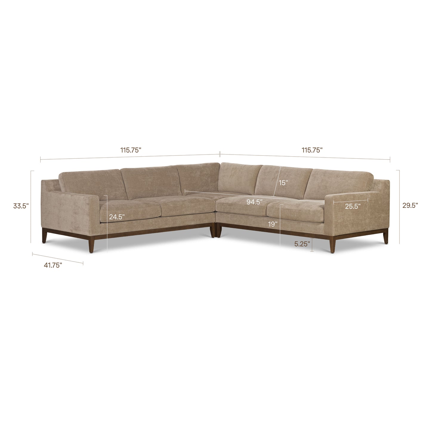 Zyon 116" Corner Sectional | Clove Brown