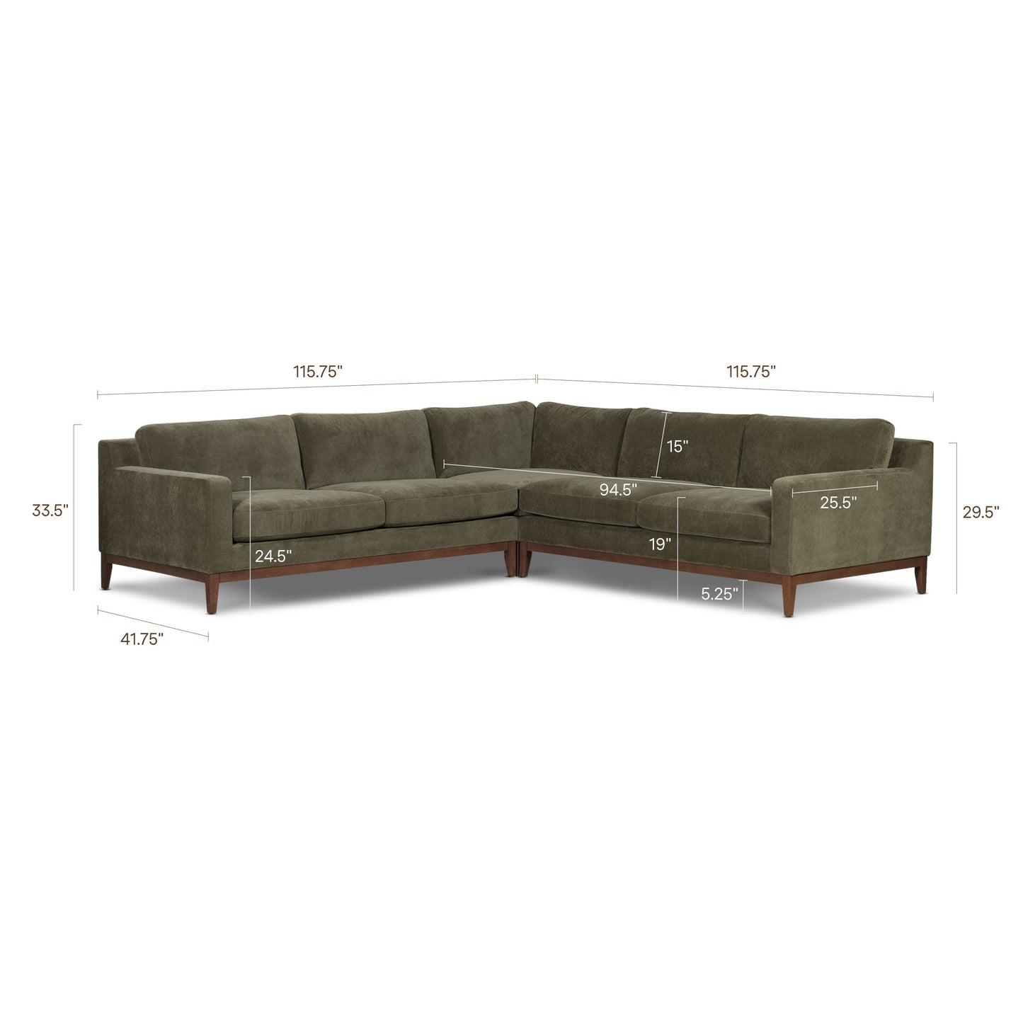 Zyon 116" Corner Sectional | Lume Green
