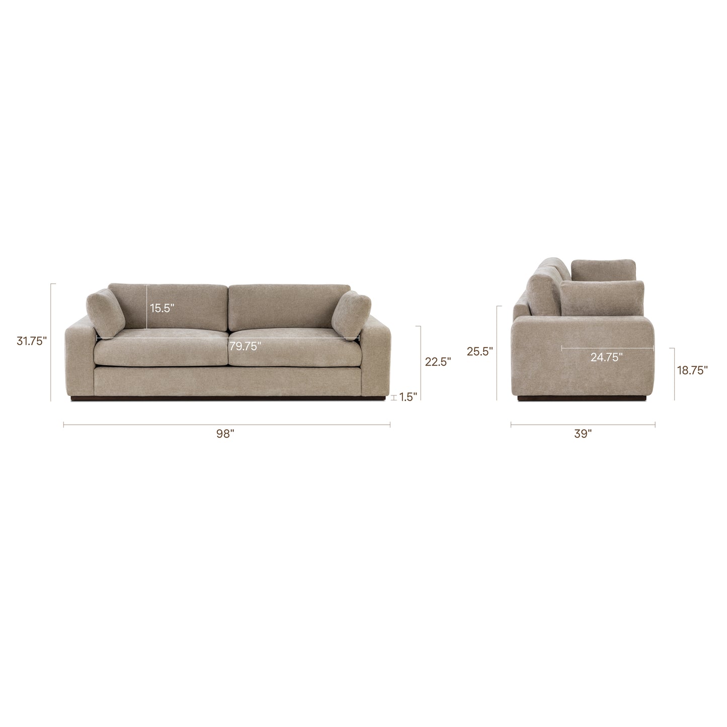 Malaga Sofa (98") | Drift Brown