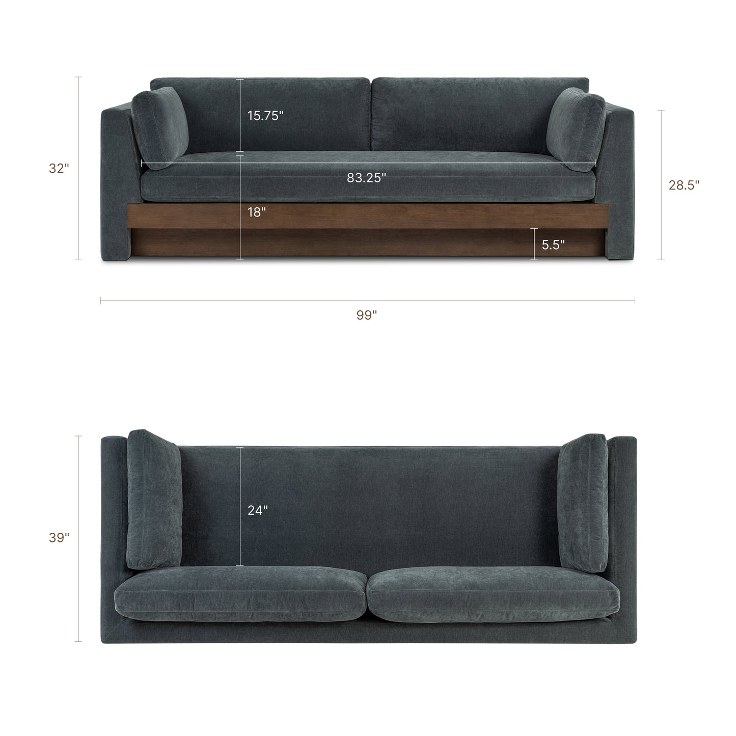 Geneva 99" Sofa | Boreal Blue