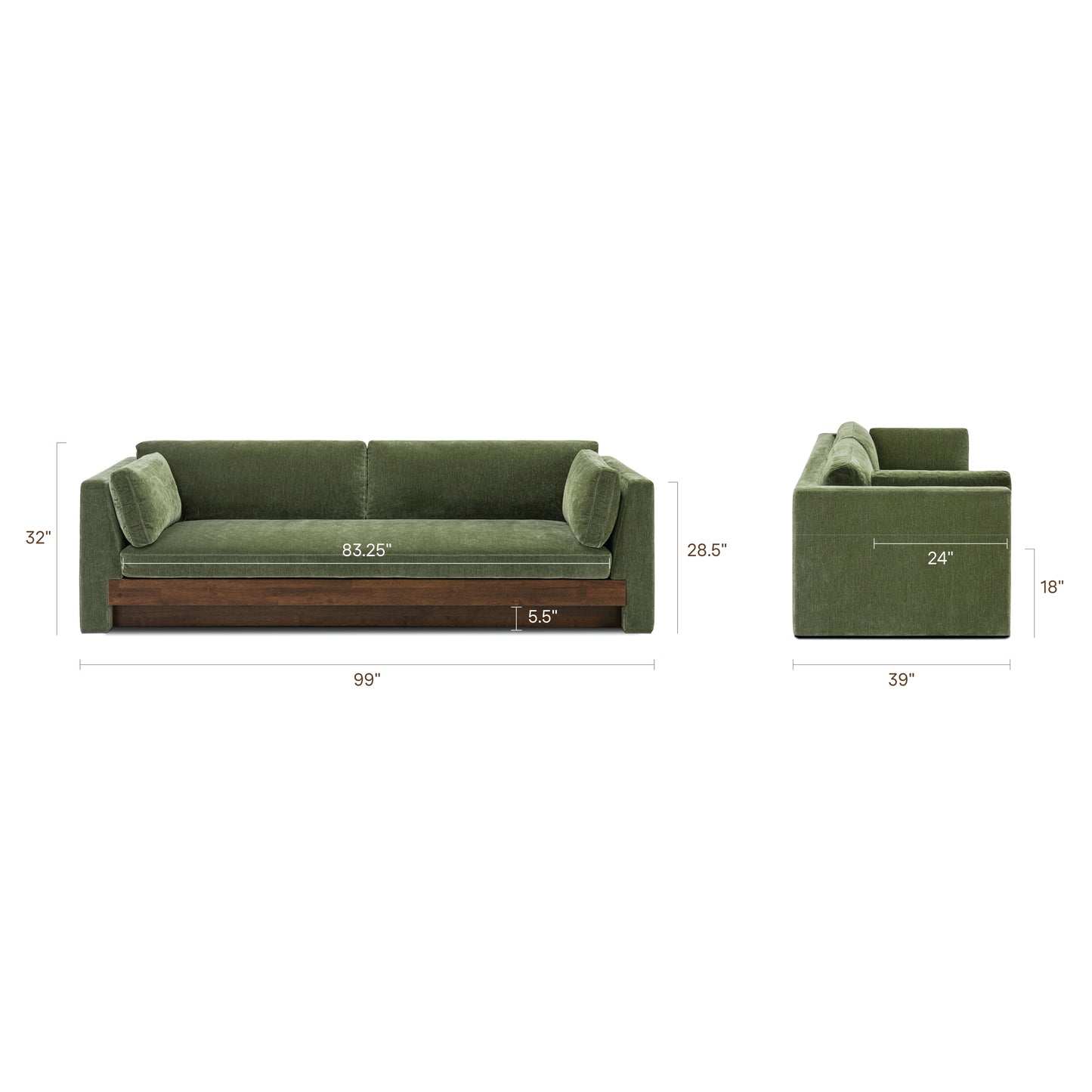 Geneva 99" Sofa | Sagano Green