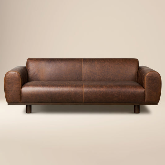Brescia 92" Leather Sofa | Chocolate Brown