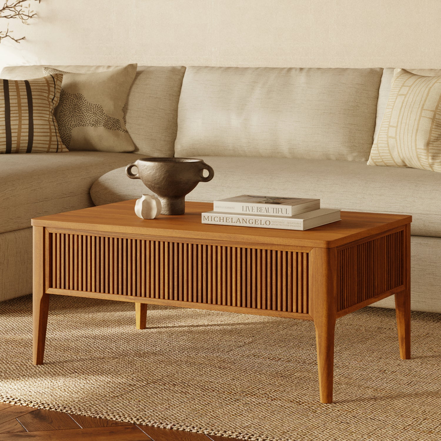 Altira Lift-Top Storage Coffee Table | Light Brown lifestyle_image