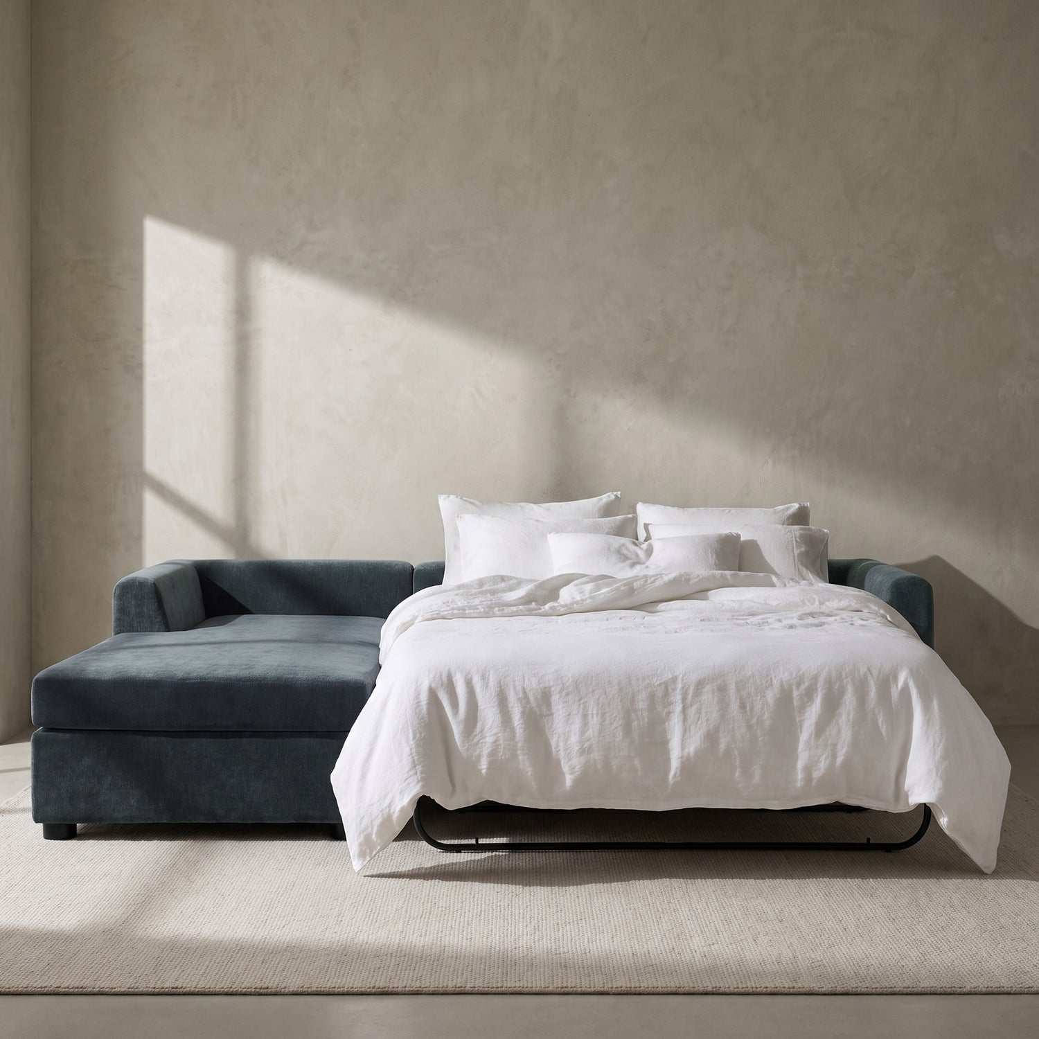 Milo Left-Facing Sleeper Sectional | Boreal Blue lifestyle_image