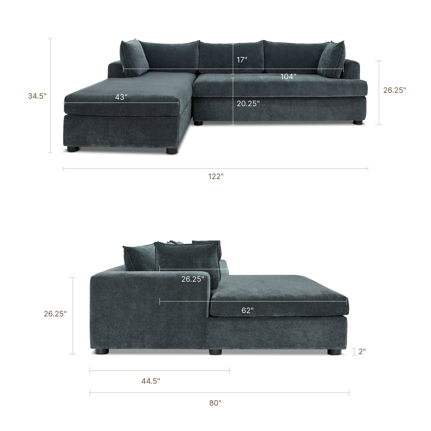 Milo Left-Facing Sleeper Sectional | Boreal Blue 
