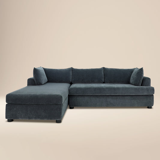 Milo Left-Facing Sleeper Sectional | Boreal Blue
