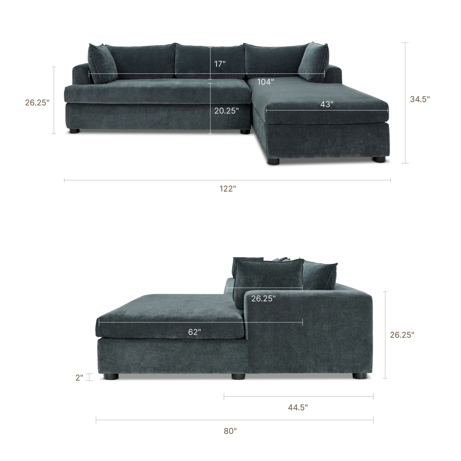 Milo Right-facing Sleeper Sectional | Boreal Blue 