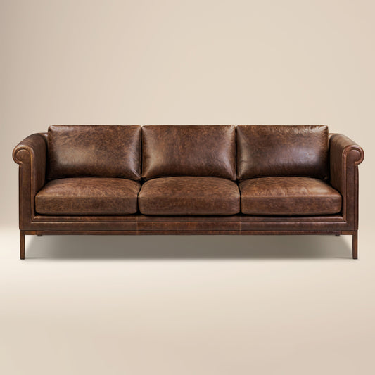 Bruges 89" Leather Sofa | Chocolate Brown