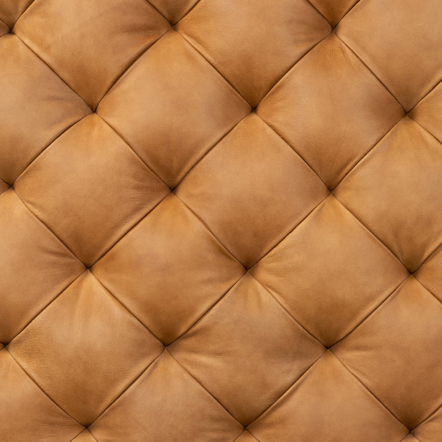 Turin Leather Ottoman with Wood Legs | Cognac Tan