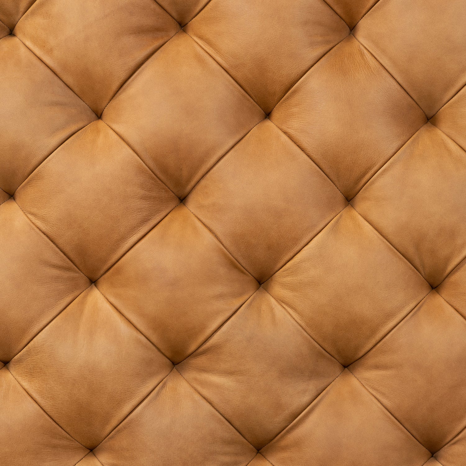 Turin Leather Ottoman with Wood Legs | Cognac Tan 
