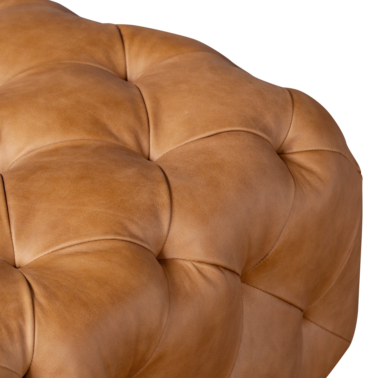 Turin Leather Ottoman with Wood Legs | Cognac Tan 