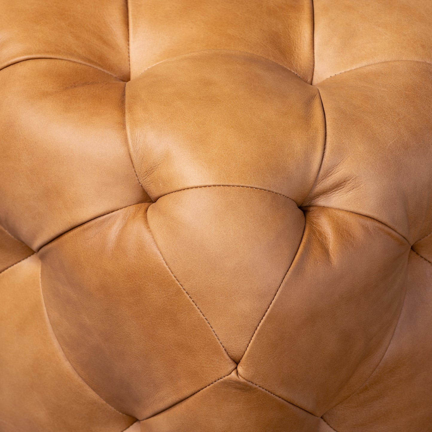 Turin Leather Ottoman with Wood Legs | Cognac Tan