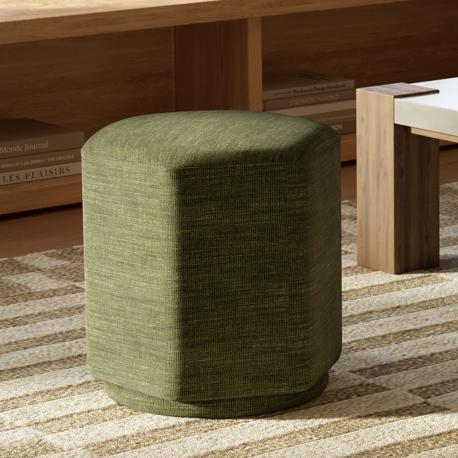 Hexad Ottoman | Moss Green lifestyle_image