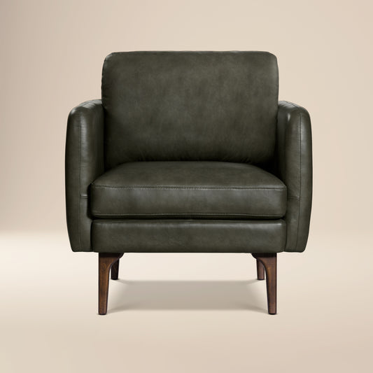Bosco Leather Lounge Chair | Olivine Green