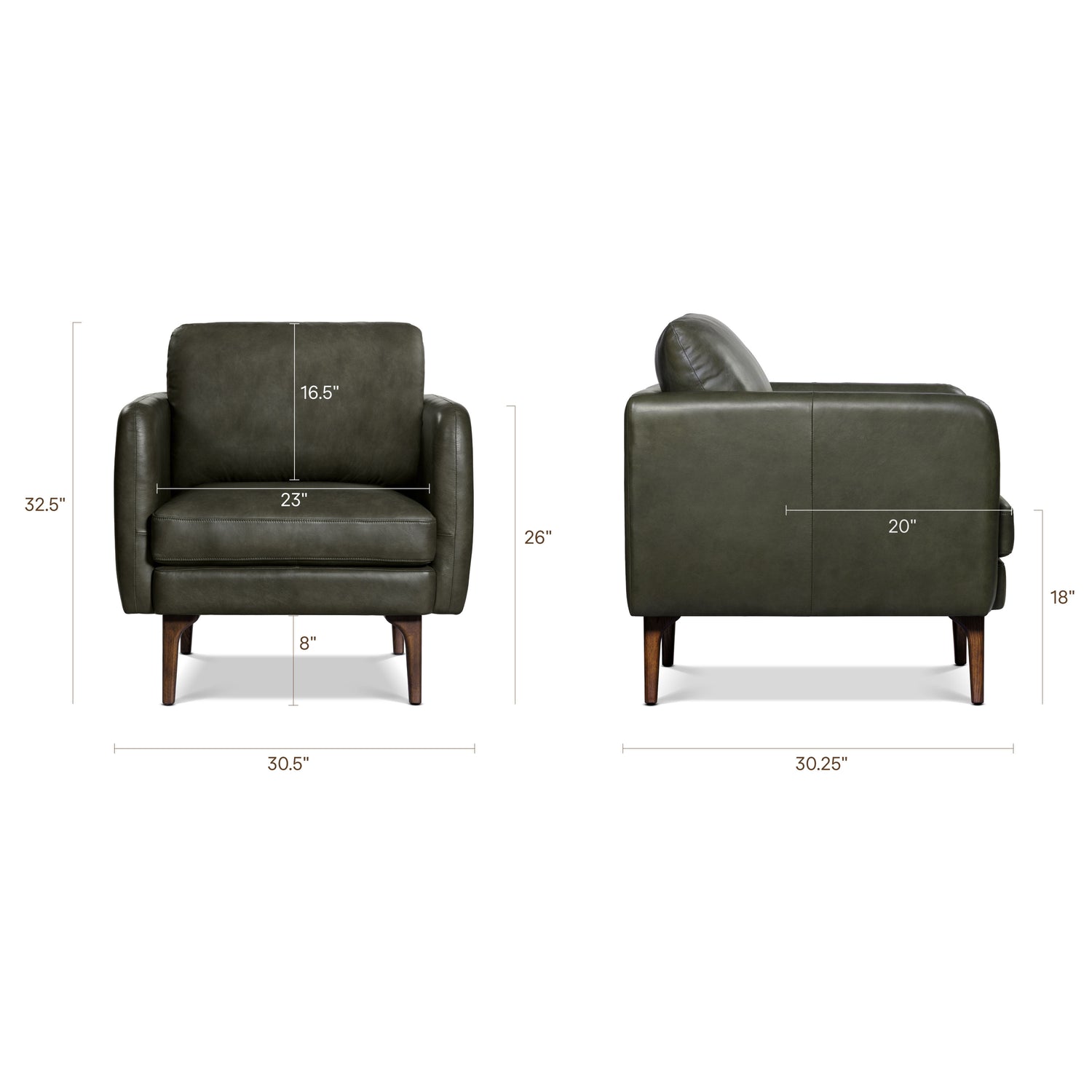 Bosco Leather Lounge Chair | Olivine Green 