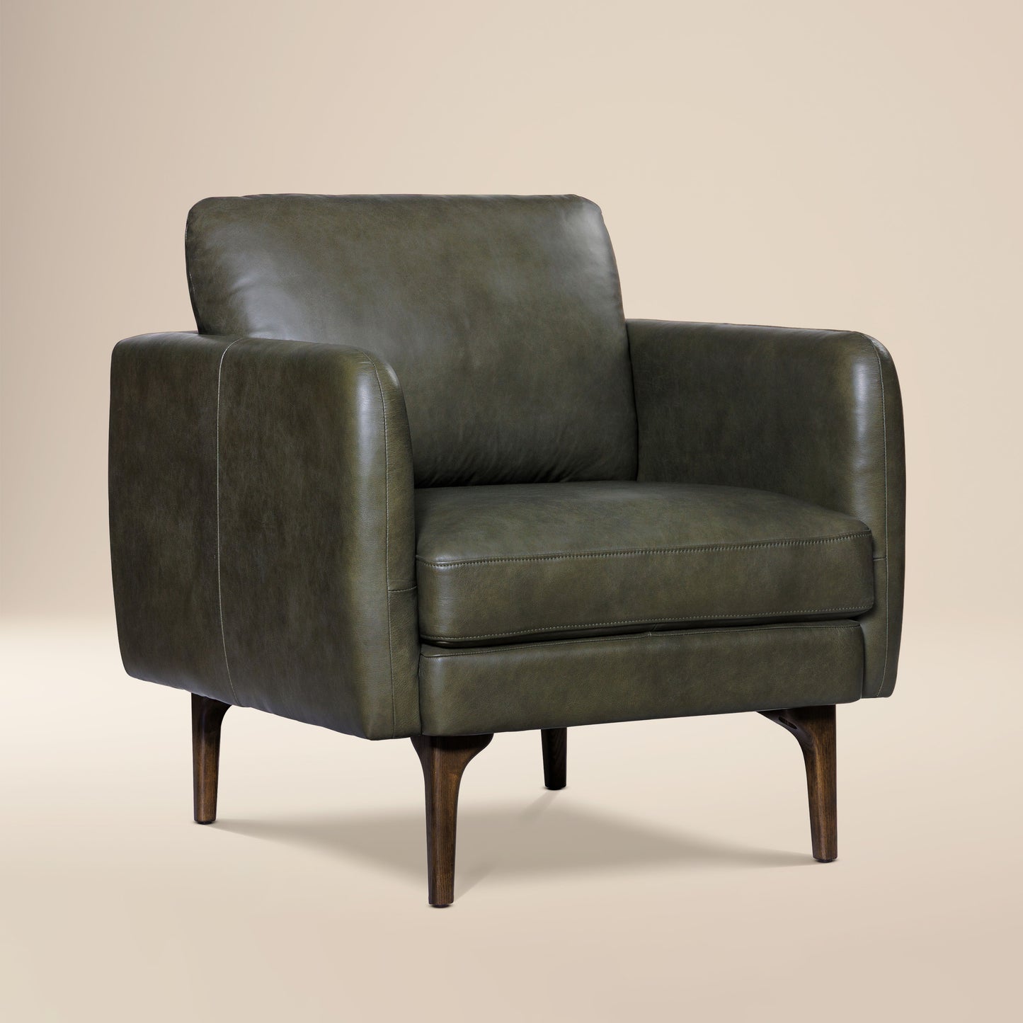 Bosco Leather Lounge Chair | Olivine Green