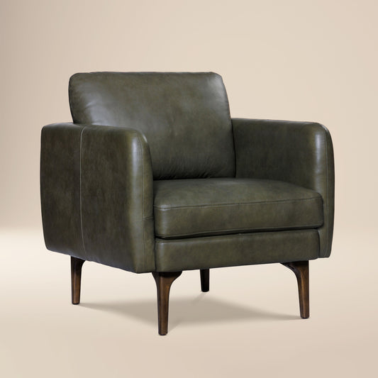 Bosco Leather Lounge Chair | Olivine Green