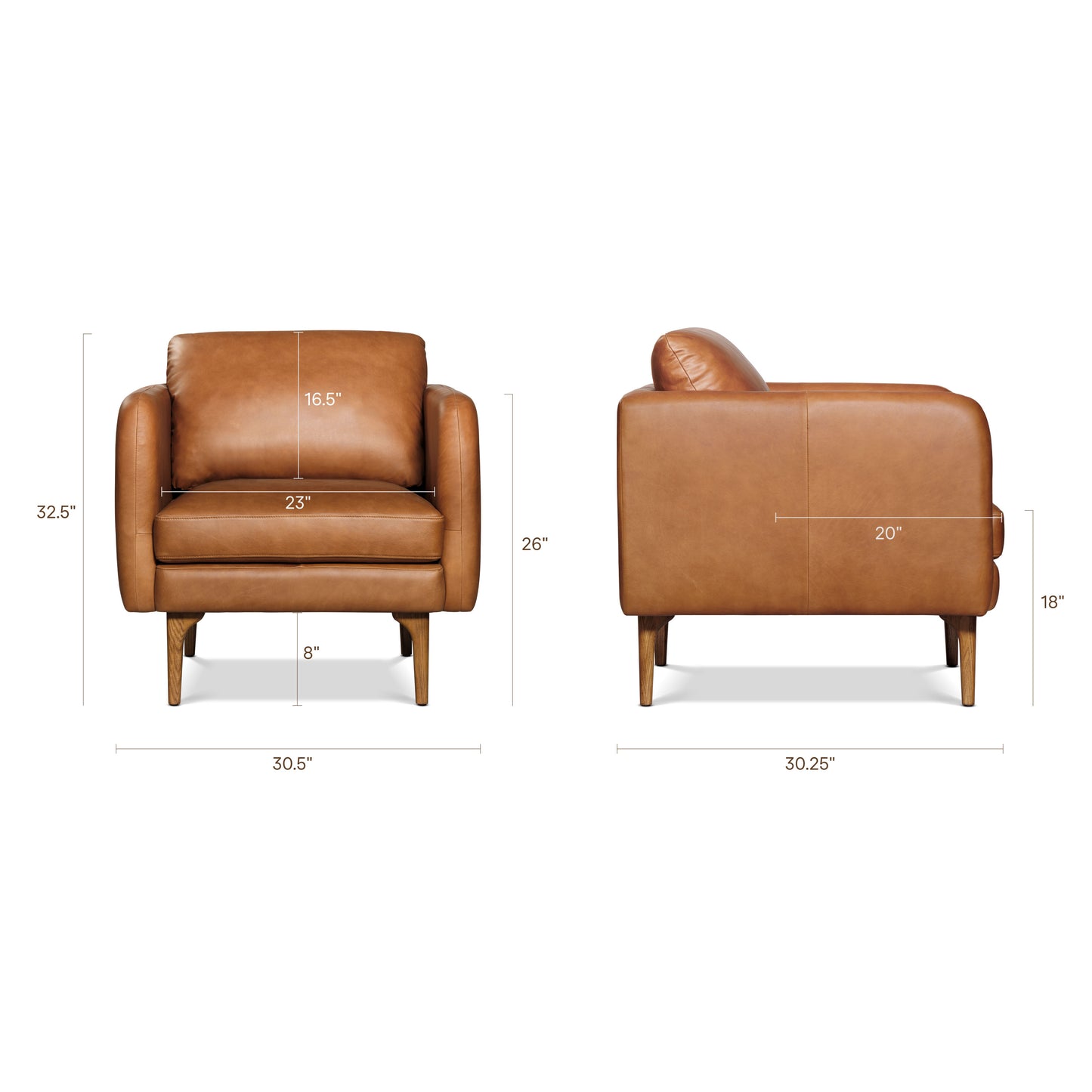 Bosco Leather Lounge Chair | Saddle Tan