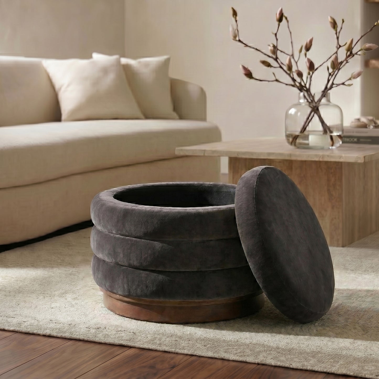Paros Storage Ottoman | Ganache Brown