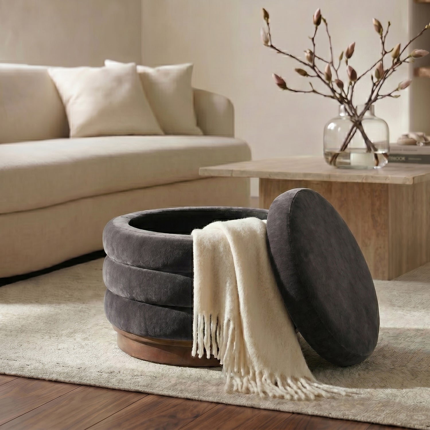 Paros Storage Ottoman | Ganache Brown 