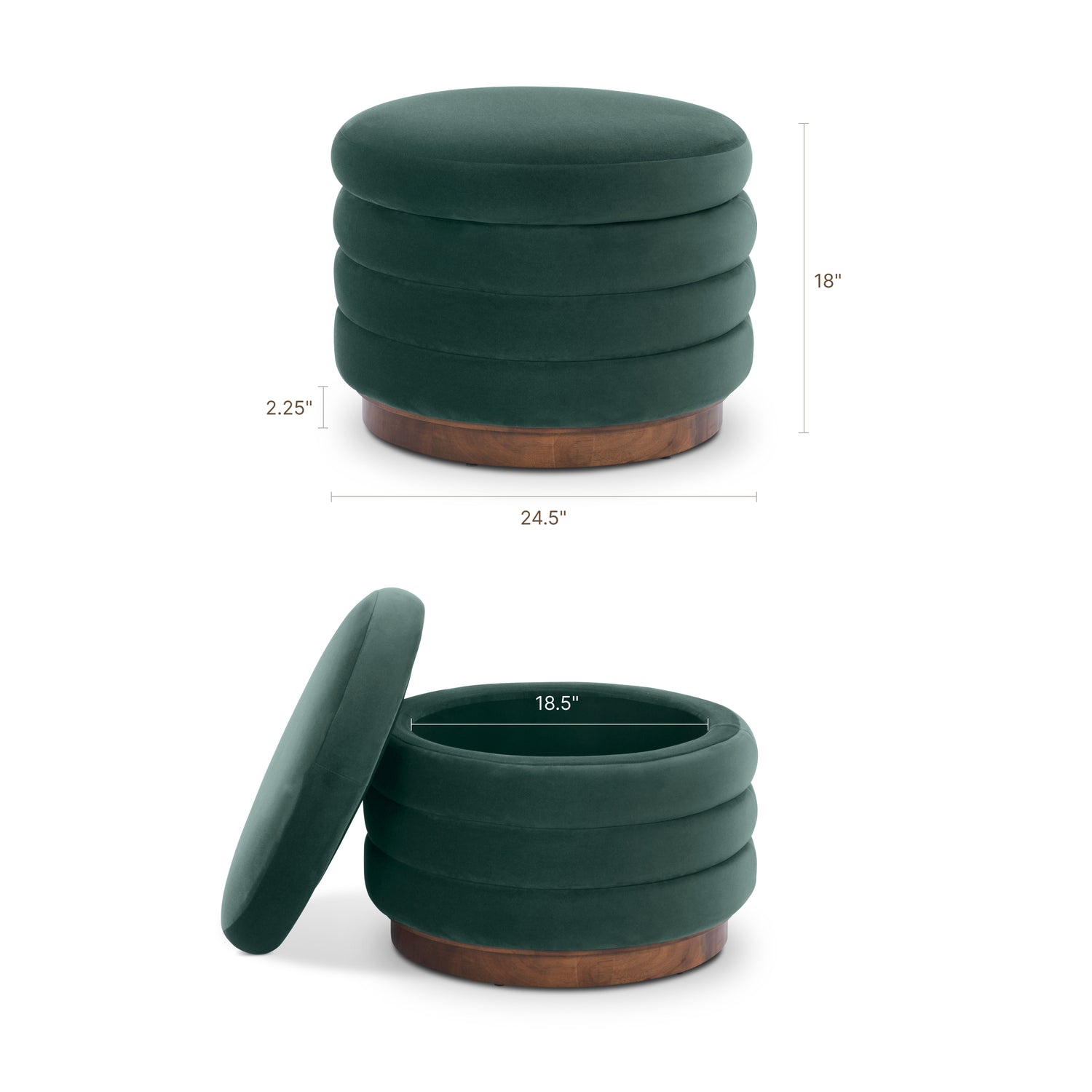 Paros Storage Ottoman | Shadow Teal 