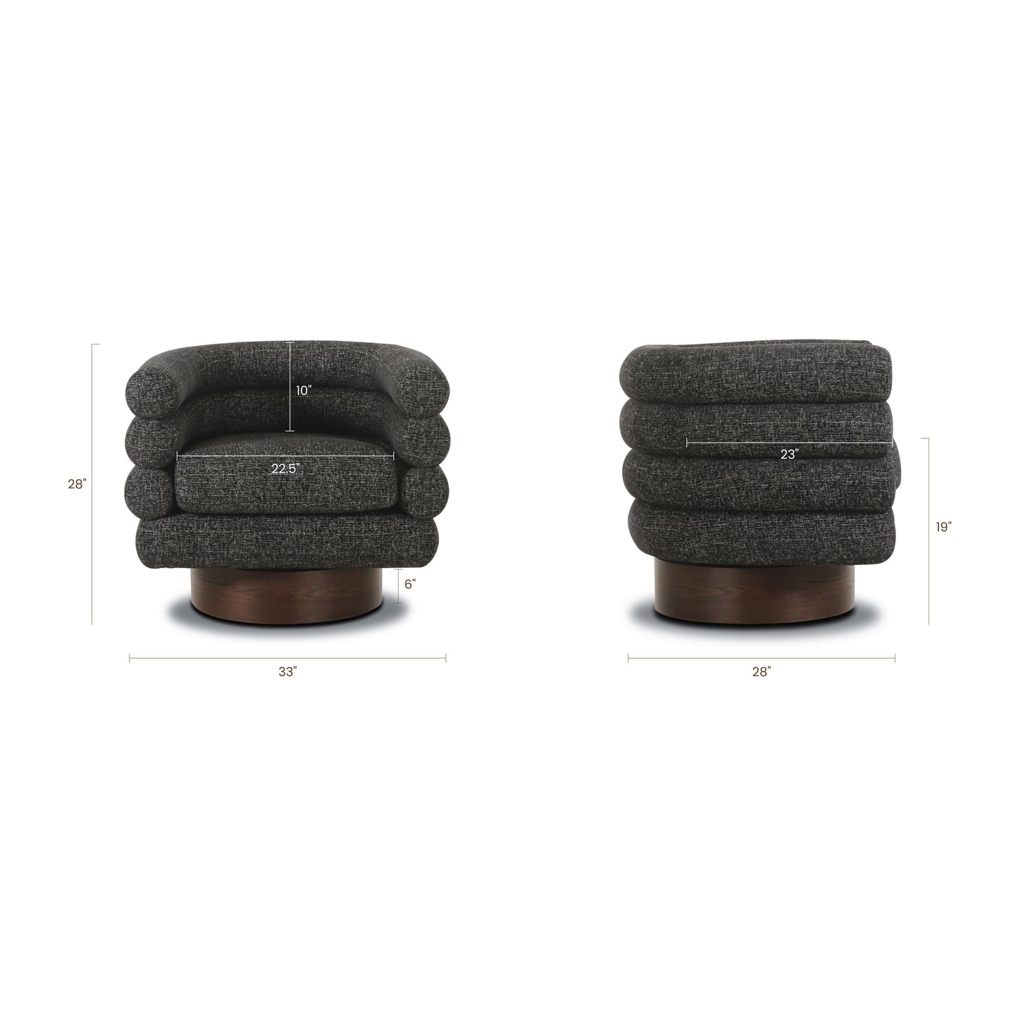 Rome Swivel Lounge Chair | Ebony Black