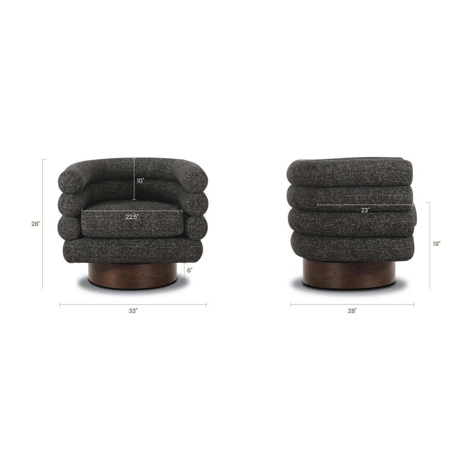 Rome Swivel Lounge Chair | Ebony Black 