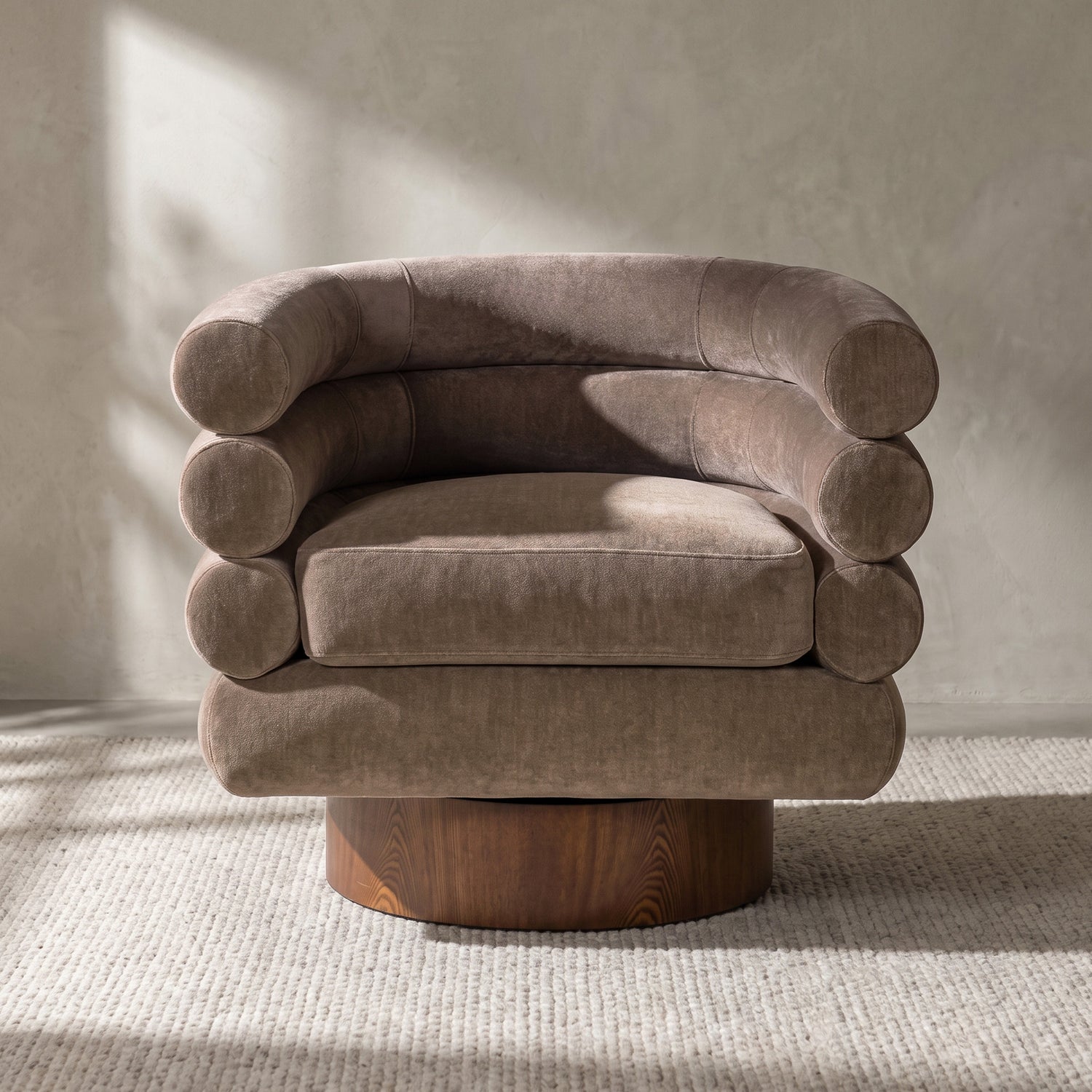 Rome Swivel Lounge Chair | Fawn Brown lifestyle_image