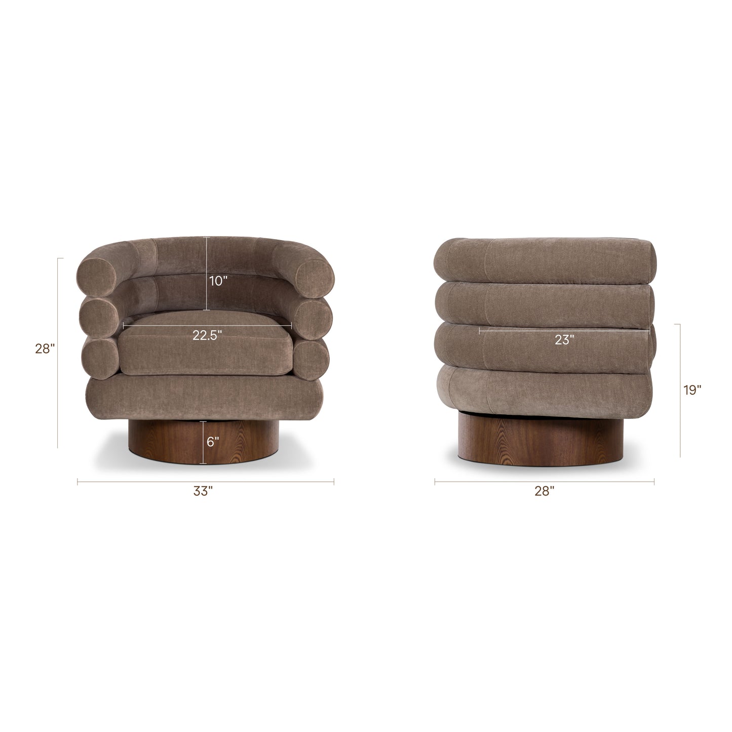 Rome Swivel Lounge Chair | Fawn Brown