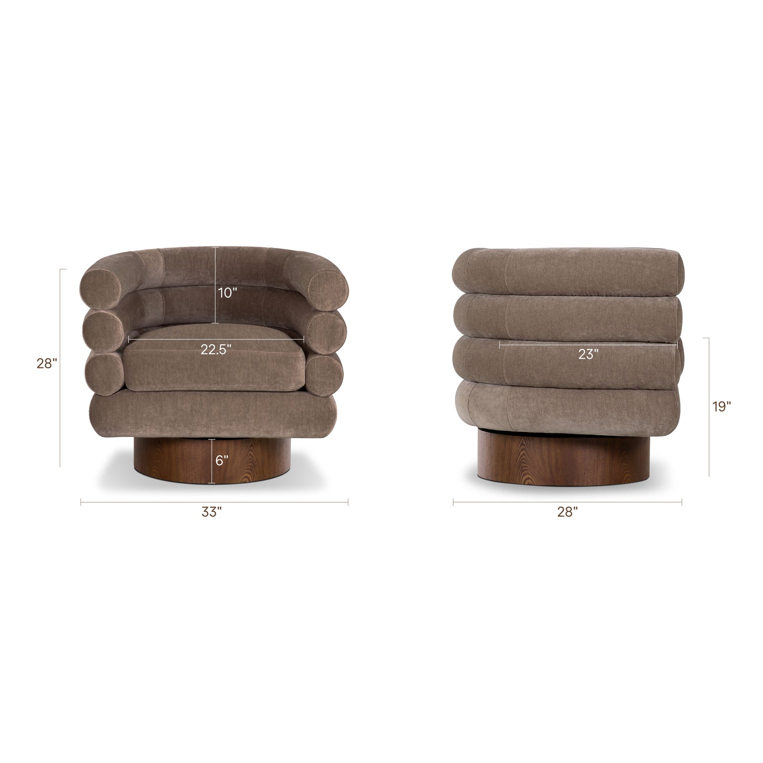 Rome Swivel Lounge Chair | Fawn Brown 