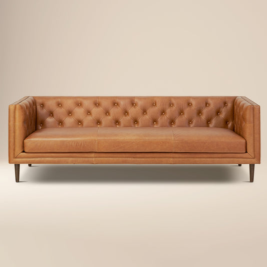 Castel 88.5" Leather Sofa | Saddle Tan