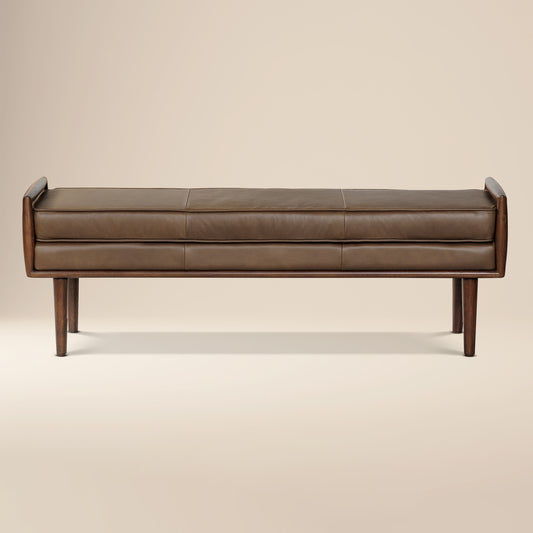 Cura 53.5" Leather Bench | Cocoa Brown
