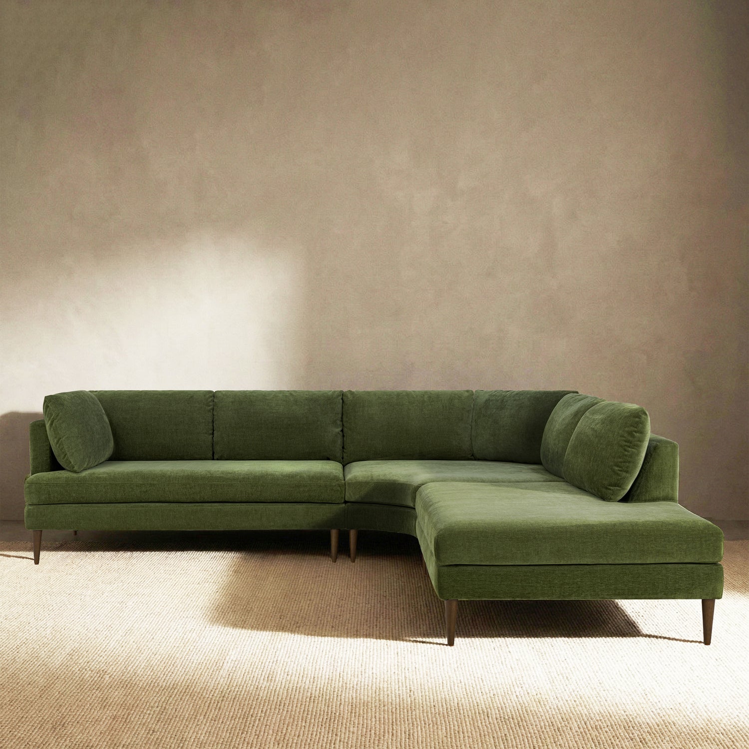 Lucerne Right-Facing Bumper Chaise Sectional | Distressed Green lifestyle_image