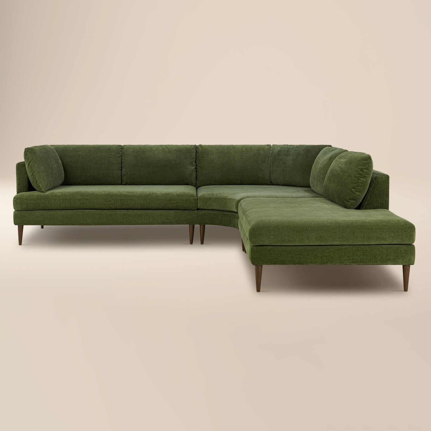 Lucerne Right-Facing Bumper Chaise Sectional | Distressed Green