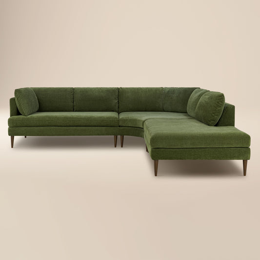 Lucerne Right-Facing Bumper Chaise Sectional | Distressed Green