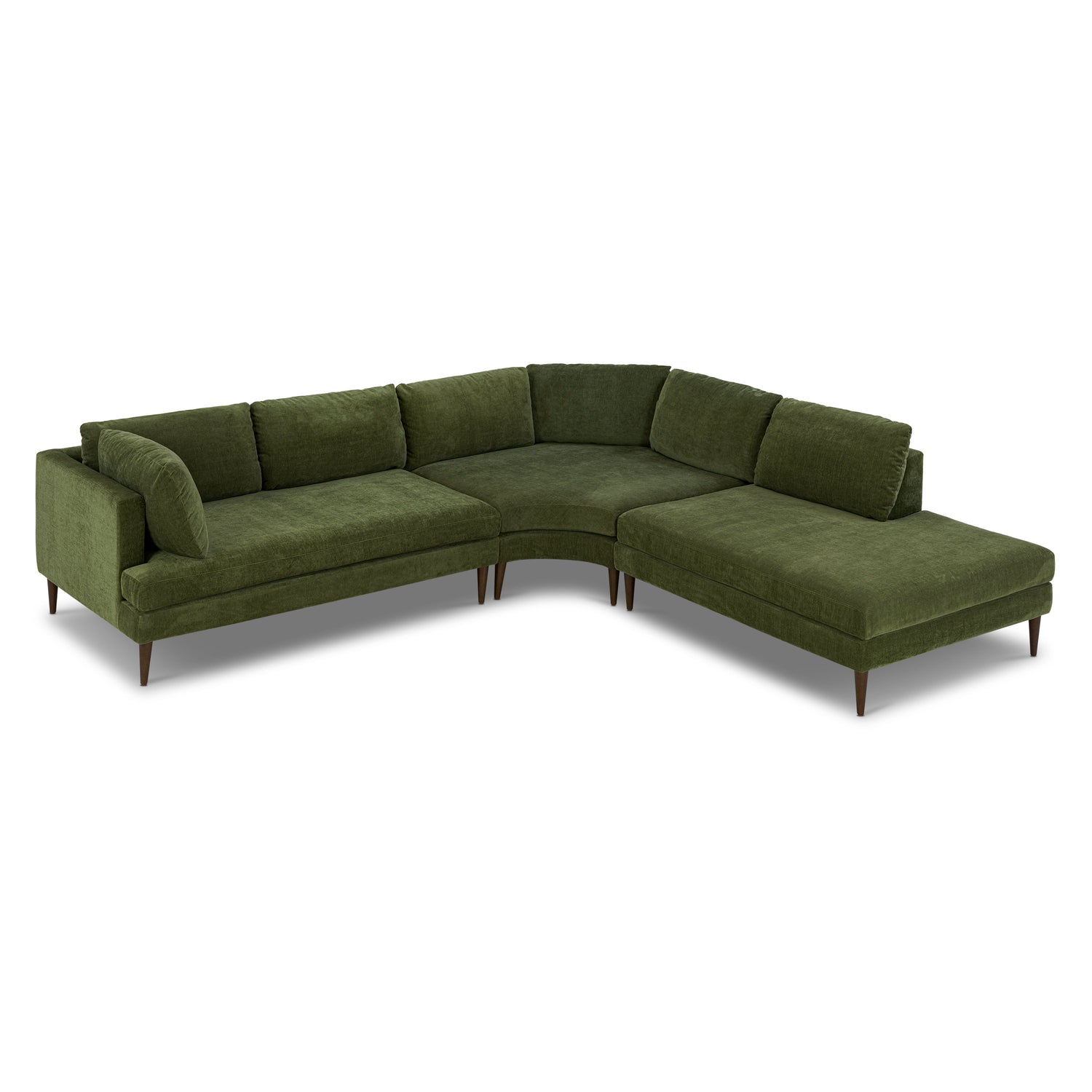 Lucerne Right-Facing Bumper Chaise Sectional | Distressed Green 