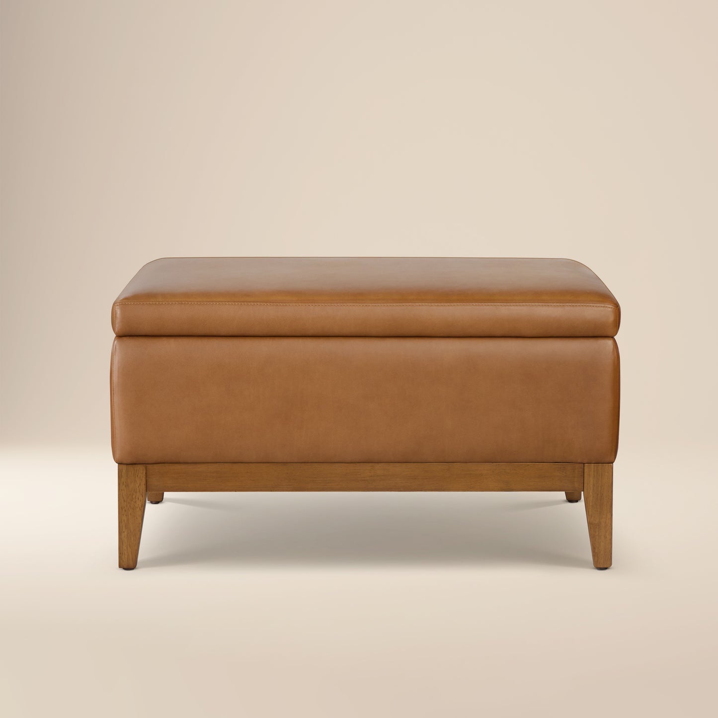 Zyon Leather Storage Ottoman (35") | Saddle Tan